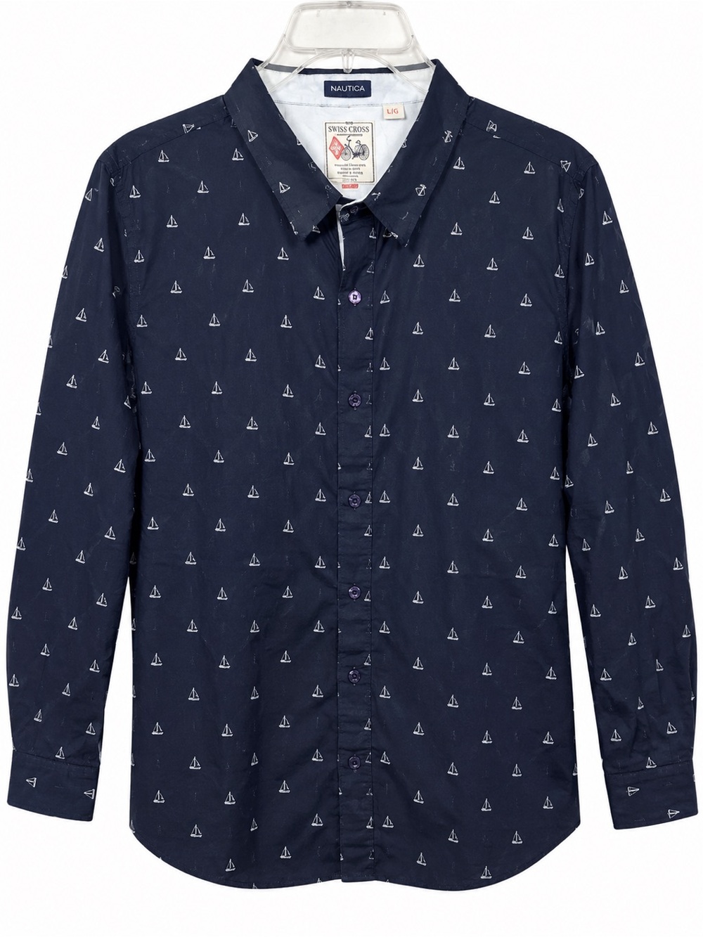 Swiss Cross Original Trailblazer Men’s Navy Sailboat Button Down Shirt XL